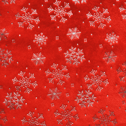 Ткань Искусственный Мех Коротковорсовый 190 гр/м2 (Ширина 150см), принт Снежинки на красном в Смоленске